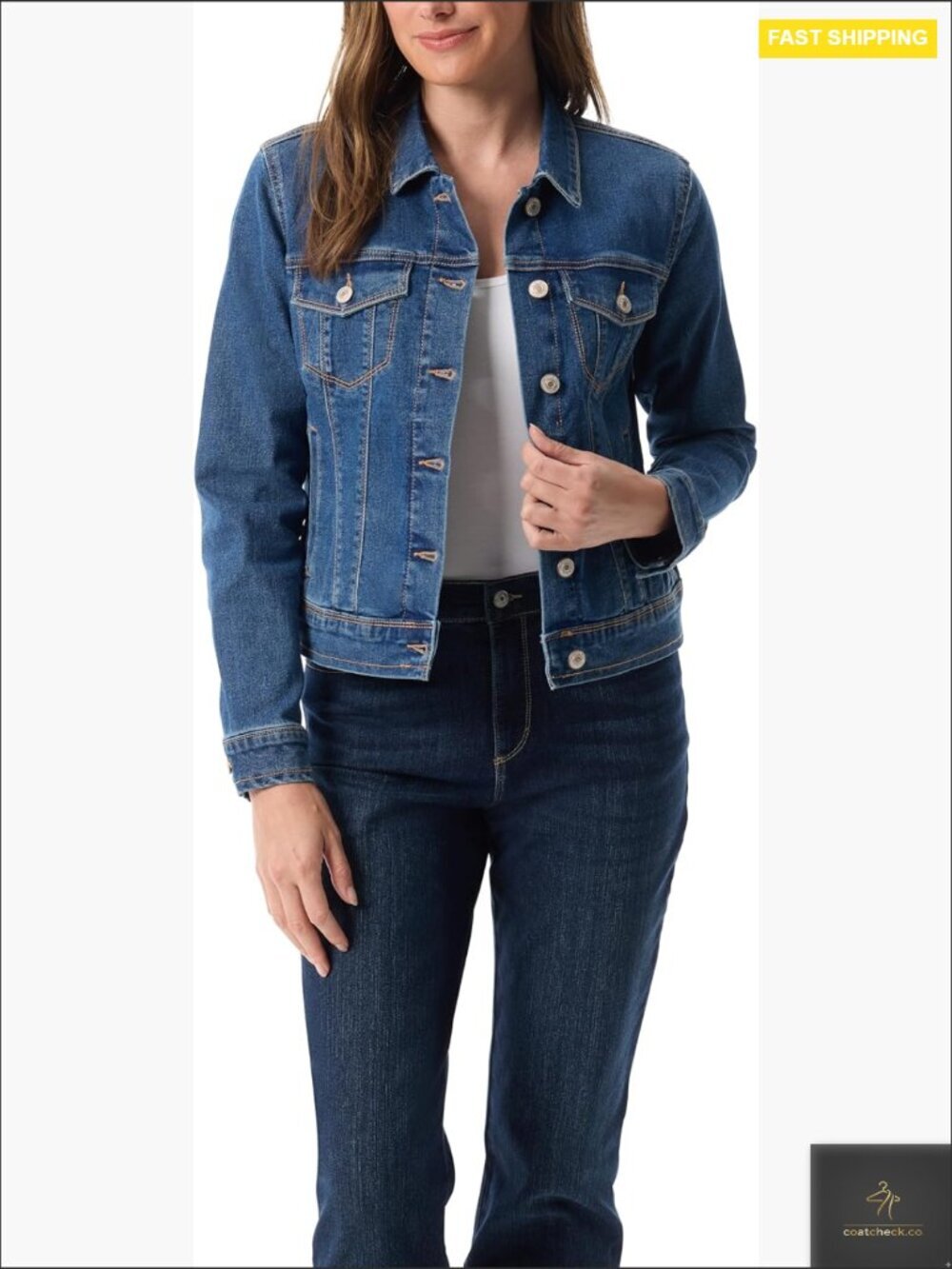 Classic Denim Jean Jacket Button Front Stretch Fabric Y2K Chic Essential